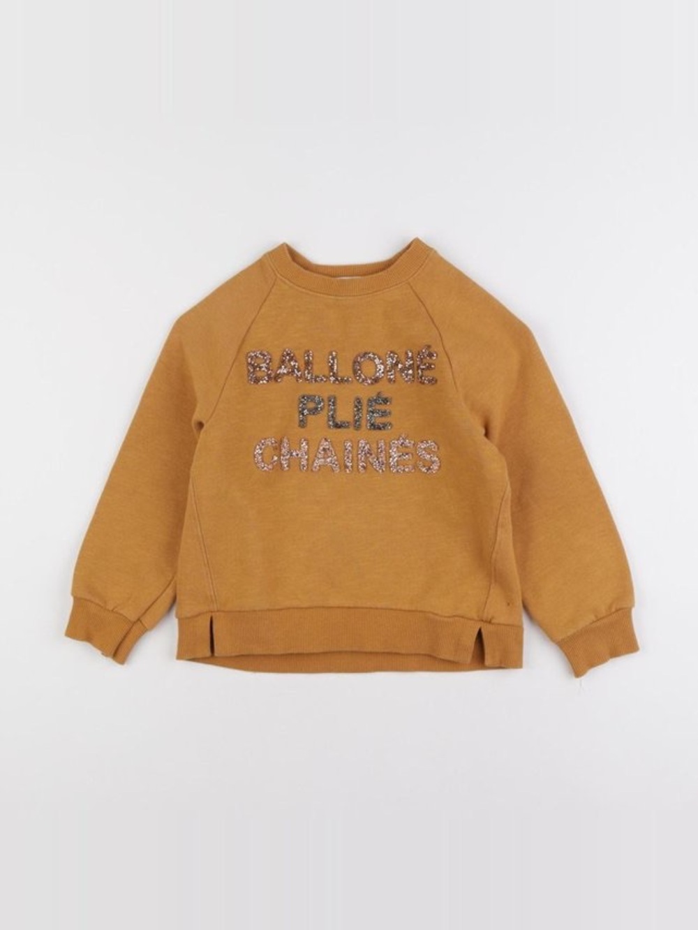 Zara Mustard Sequin Text Crewneck Sweatshirt
